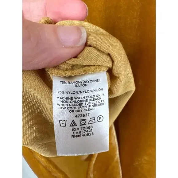 Loft Top Womens Small Yellow Velvet Ruffle Flowy Boho Cottage Bohemian - Picture 3 of 7